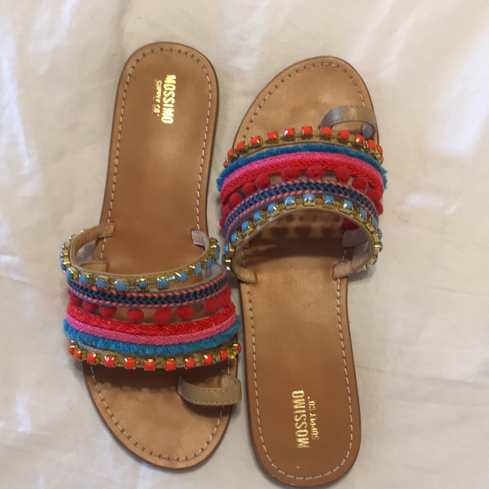 Jeweled and Pom Pom trim sandal